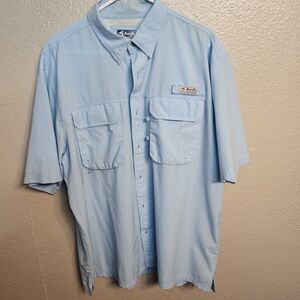 Bimini Bay Outfitters Fishing Shirt Lot XL Blue Orange Short Sleeve Angler CC657